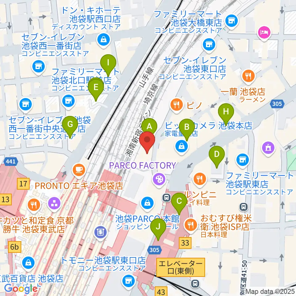 タワーレコード池袋店周辺の駐車場・コインパーキング一覧地図
