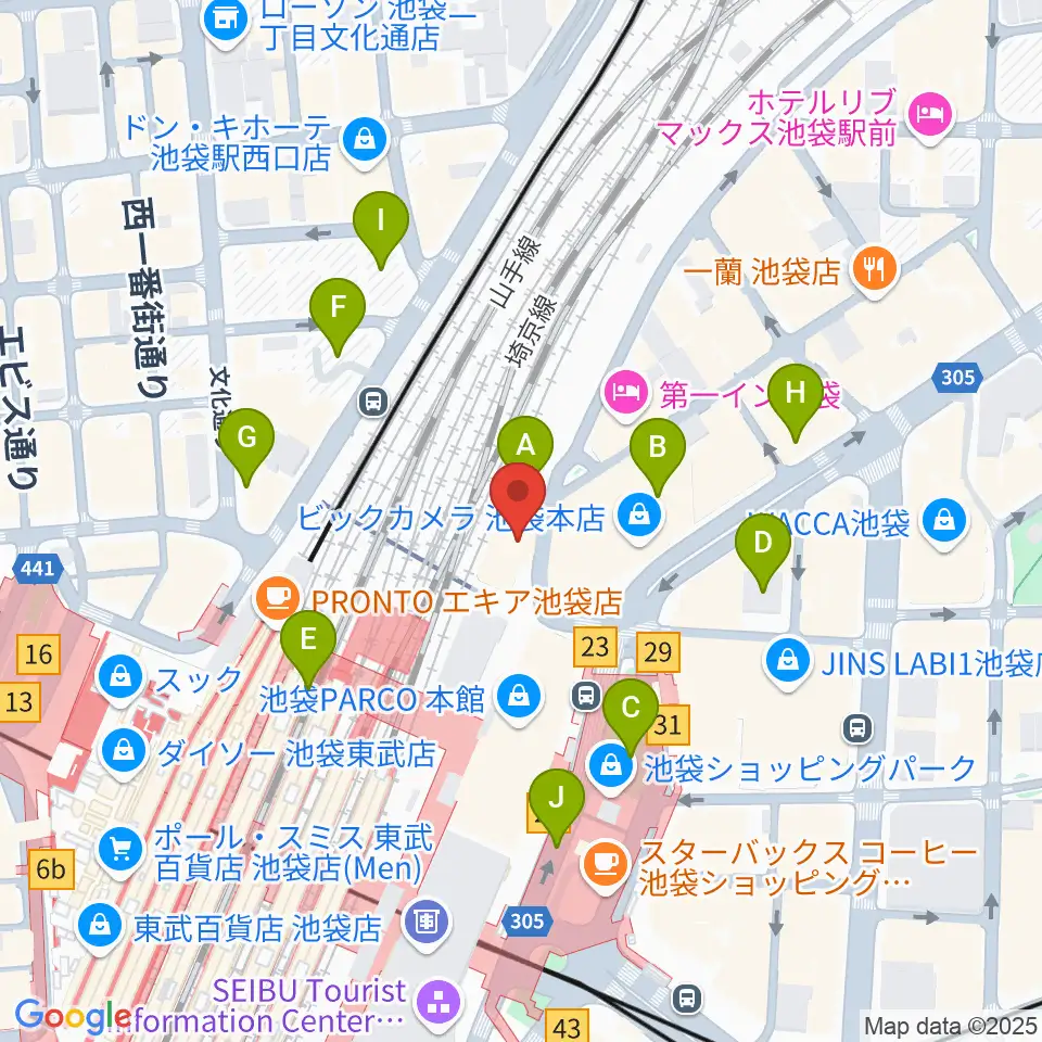 タワーレコード池袋店周辺の駐車場・コインパーキング一覧地図