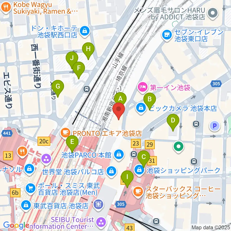 タワーレコード池袋店周辺の駐車場・コインパーキング一覧地図