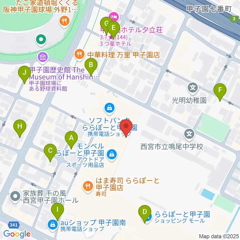 JEUGIAカルチャーセンター ららぽーと甲子園周辺の駐車場・コインパーキング一覧地図