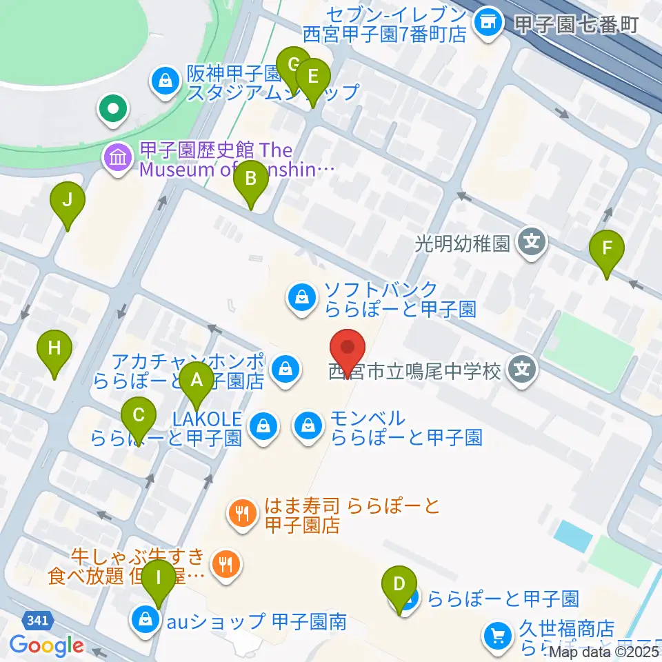 JEUGIAカルチャーセンター ららぽーと甲子園周辺の駐車場・コインパーキング一覧地図