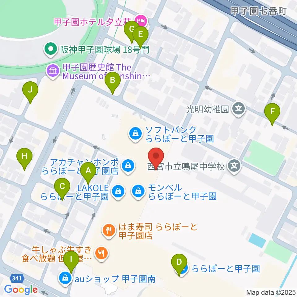 JEUGIAカルチャーセンター ららぽーと甲子園周辺の駐車場・コインパーキング一覧地図