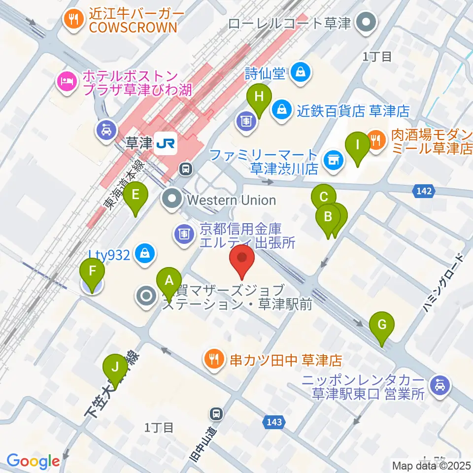 JEUGIAカルチャーセンター くさつ平和堂周辺の駐車場・コインパーキング一覧地図