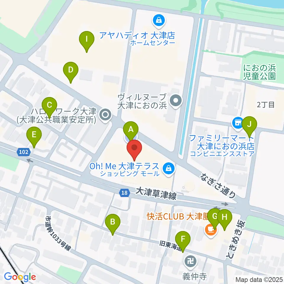 JEUGIAカルチャーセンター大津テラス周辺の駐車場・コインパーキング一覧地図