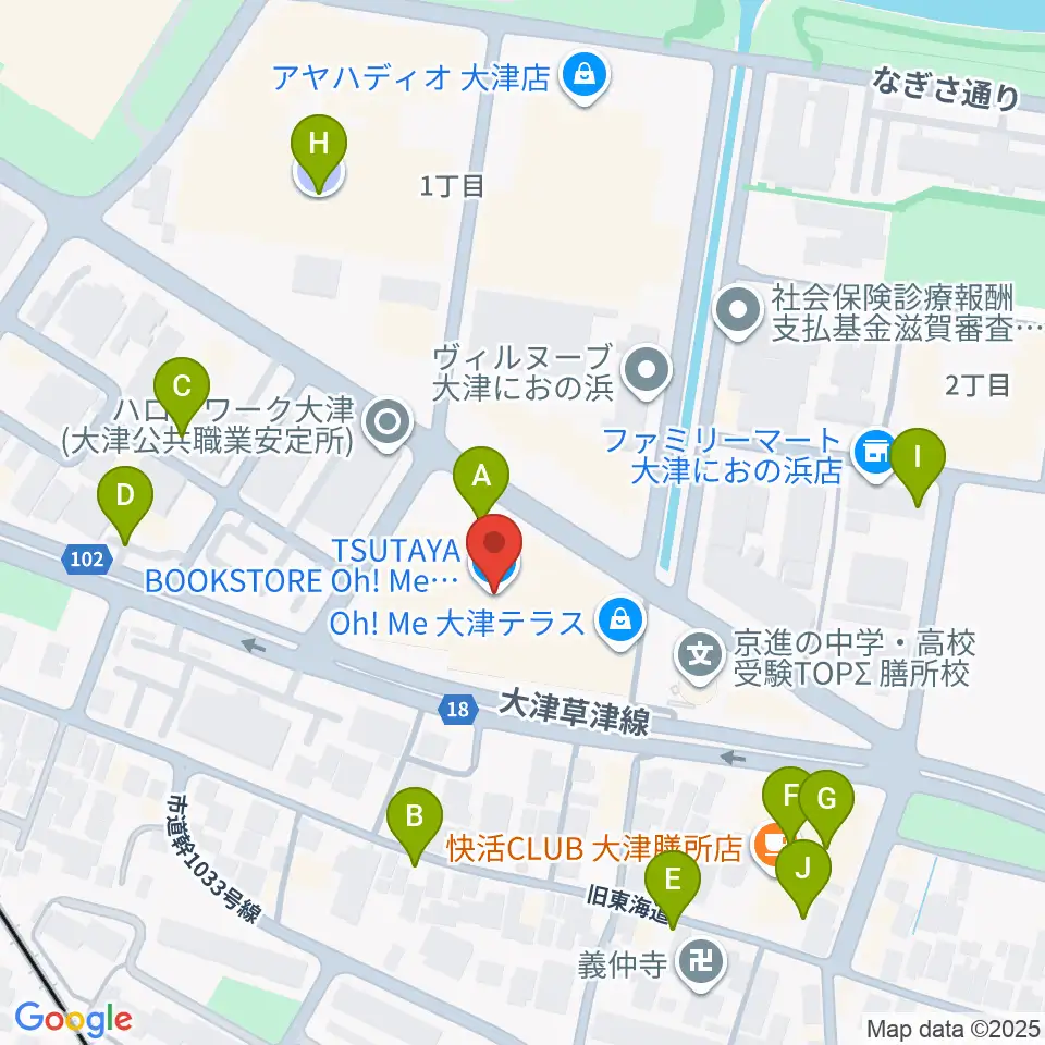JEUGIAカルチャーセンター大津テラス周辺の駐車場・コインパーキング一覧地図