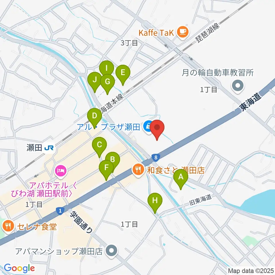 JEUGIAカルチャーセンター アル・プラザ瀬田周辺の駐車場・コインパーキング一覧地図