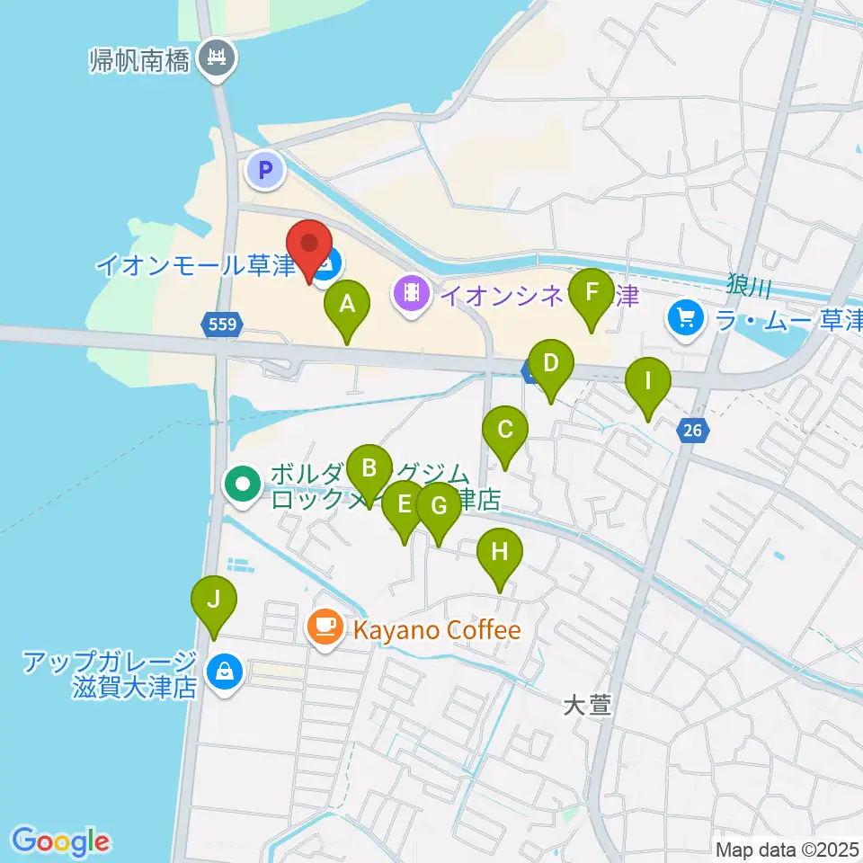JEUGIAカルチャーセンター イオンモール草津周辺の駐車場・コインパーキング一覧地図