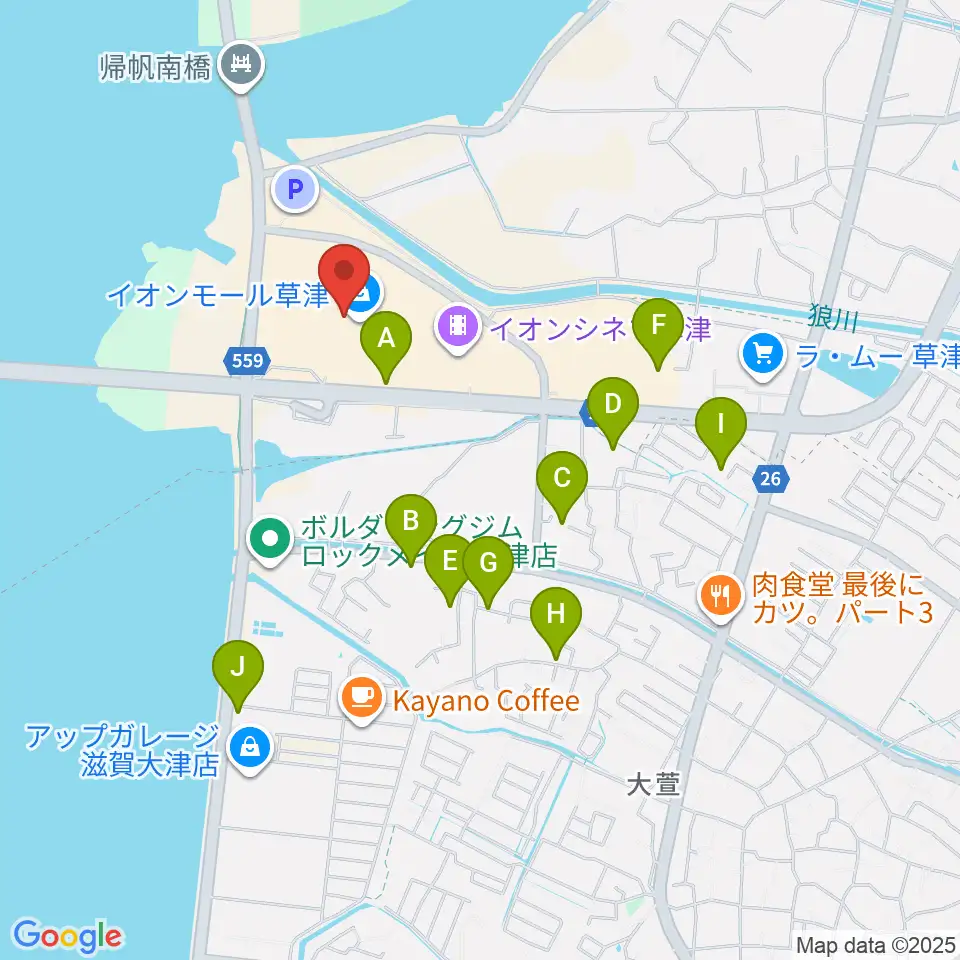 JEUGIAカルチャーセンター イオンモール草津周辺の駐車場・コインパーキング一覧地図