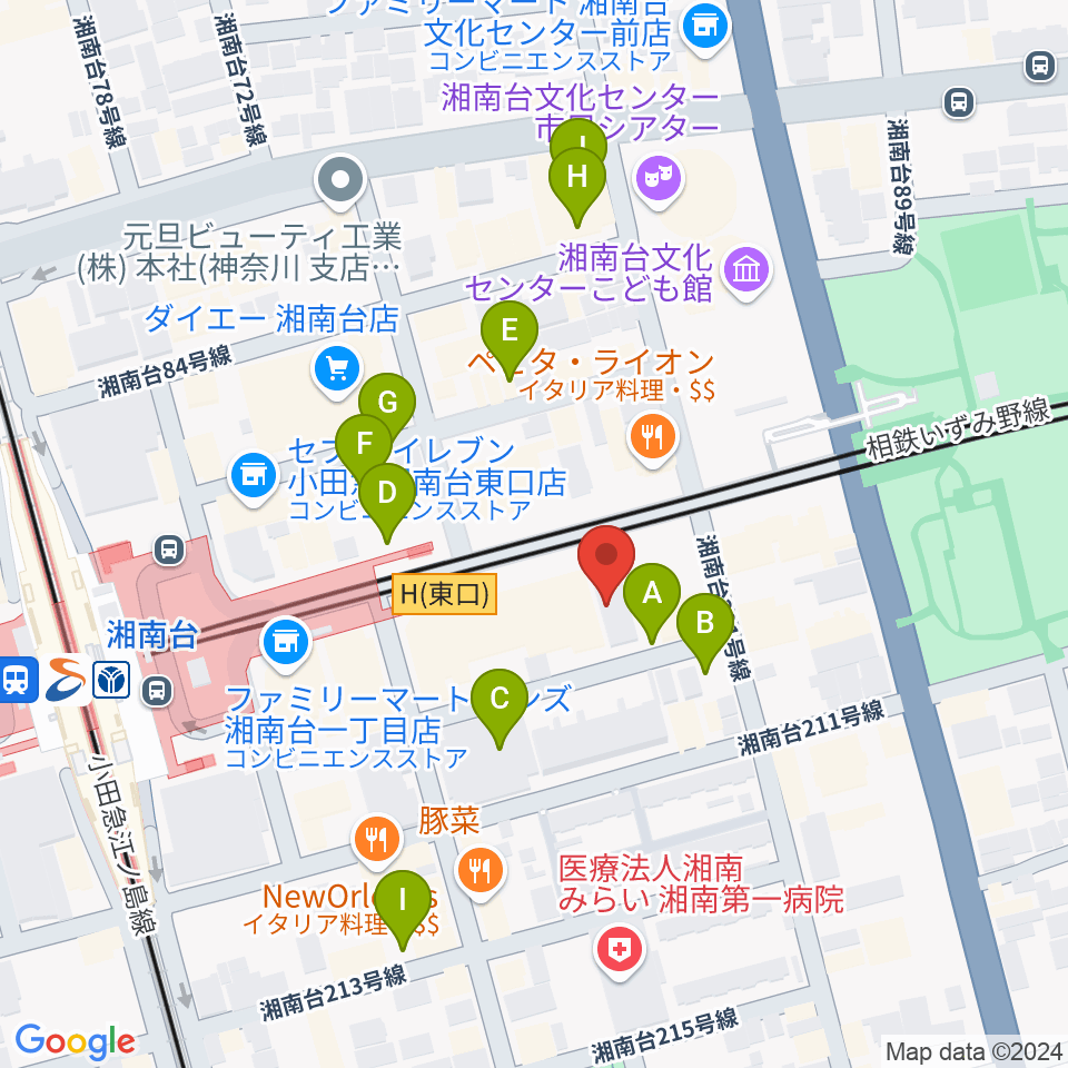 厚木楽器 アミ湘南台周辺の駐車場・コインパーキング一覧地図