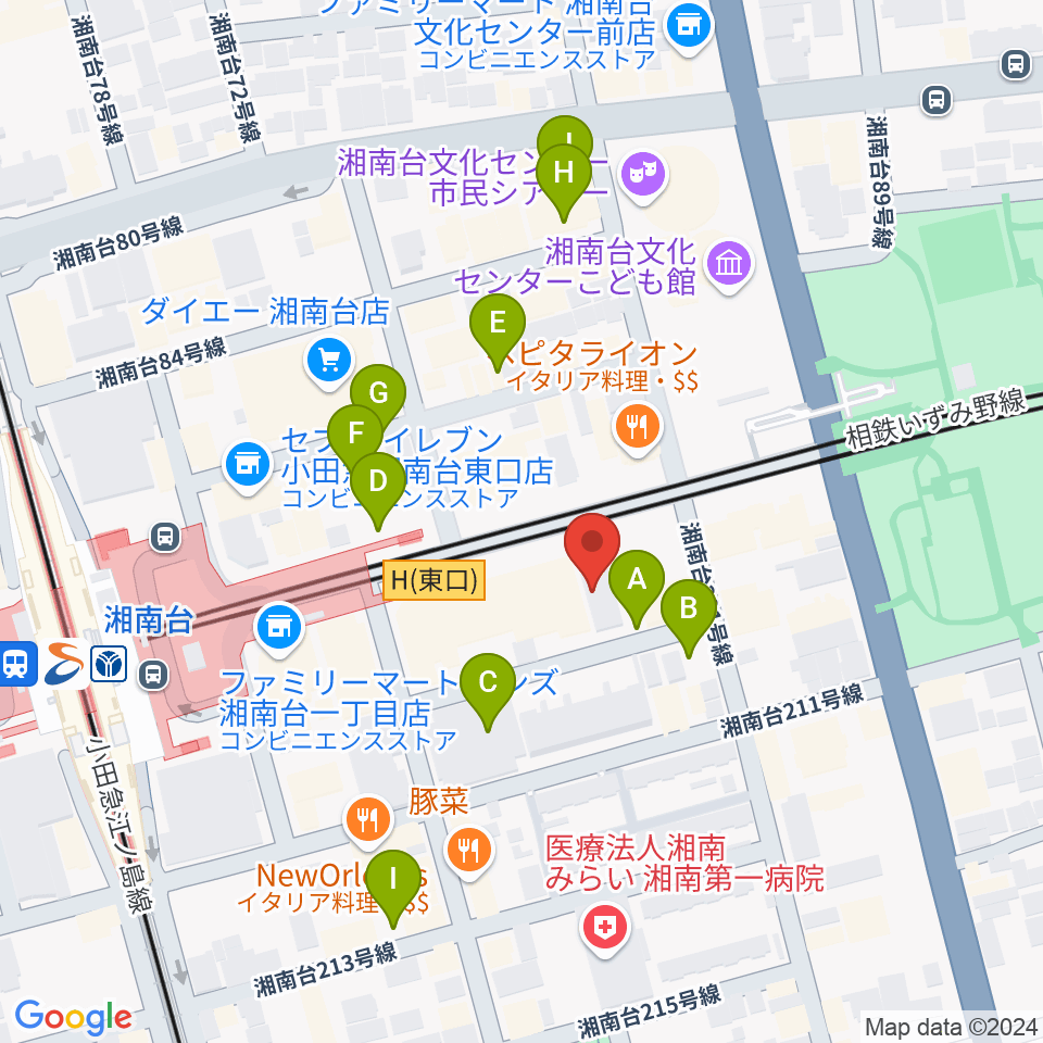 厚木楽器 アミ湘南台周辺の駐車場・コインパーキング一覧地図