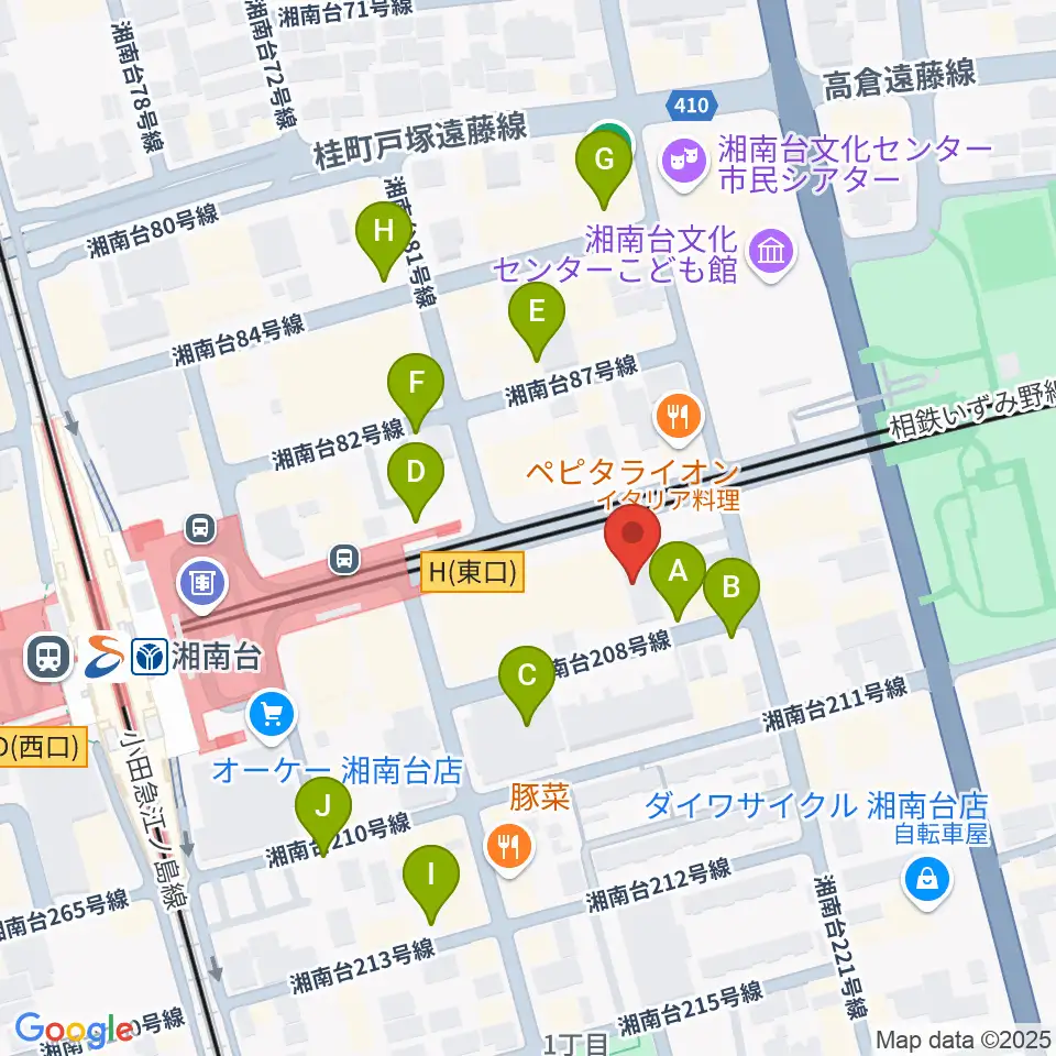 厚木楽器 アミ湘南台周辺の駐車場・コインパーキング一覧地図