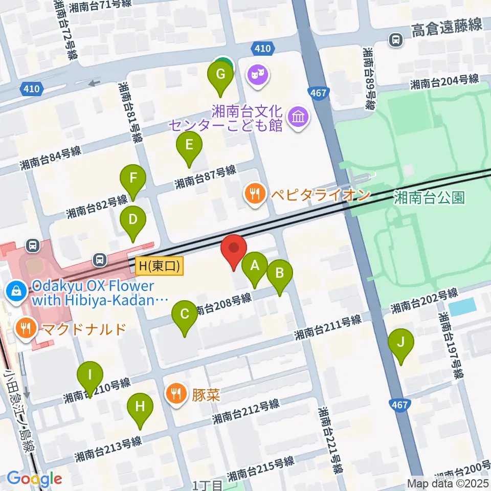 厚木楽器 アミ湘南台周辺の駐車場・コインパーキング一覧地図