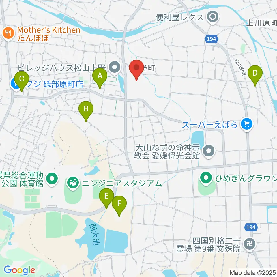 愛媛県生涯学習センター周辺の駐車場・コインパーキング一覧地図