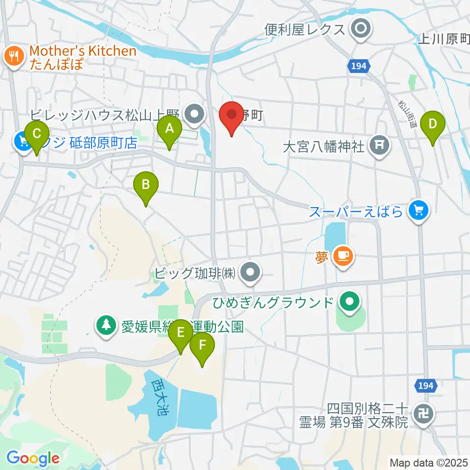 愛媛県生涯学習センター周辺の駐車場・コインパーキング一覧地図