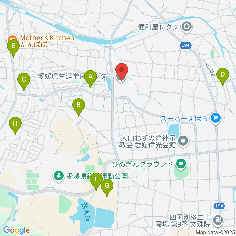 愛媛県生涯学習センター周辺の駐車場・コインパーキング一覧地図