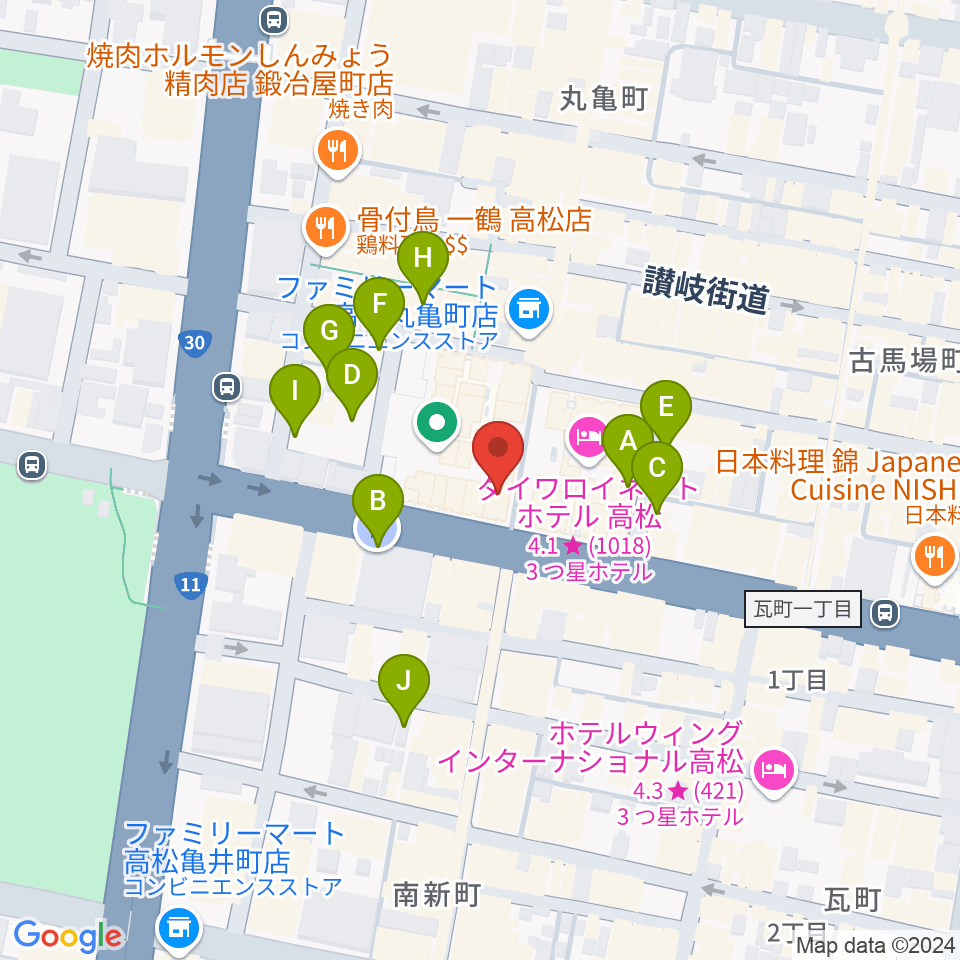 タワーレコード 高松丸亀町店周辺の駐車場・コインパーキング一覧地図