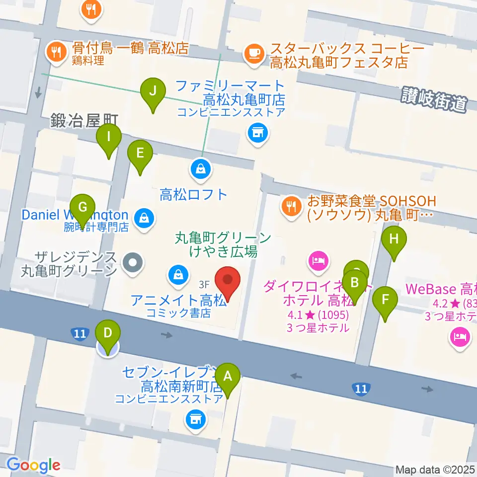 タワーレコード 高松丸亀町店周辺の駐車場・コインパーキング一覧地図