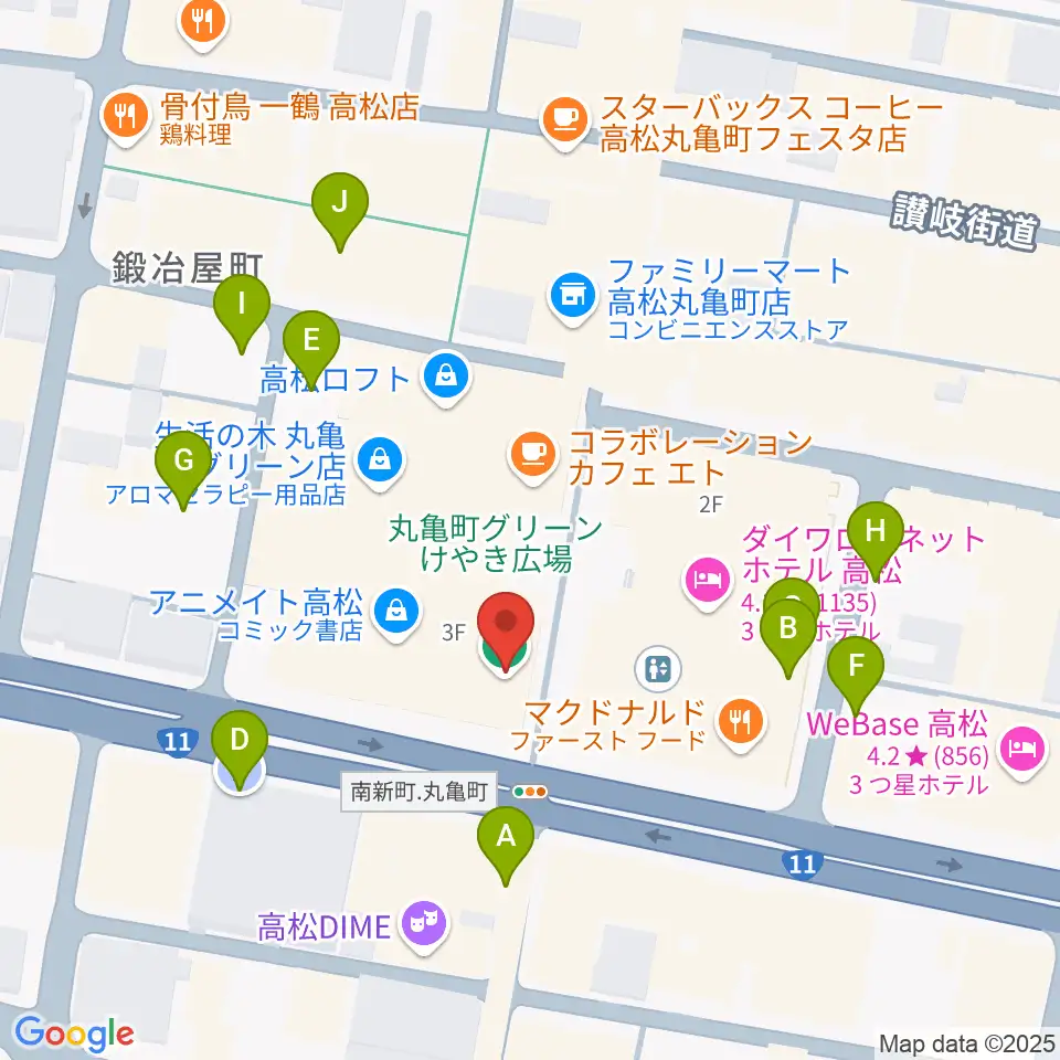 タワーレコード 高松丸亀町店周辺の駐車場・コインパーキング一覧地図