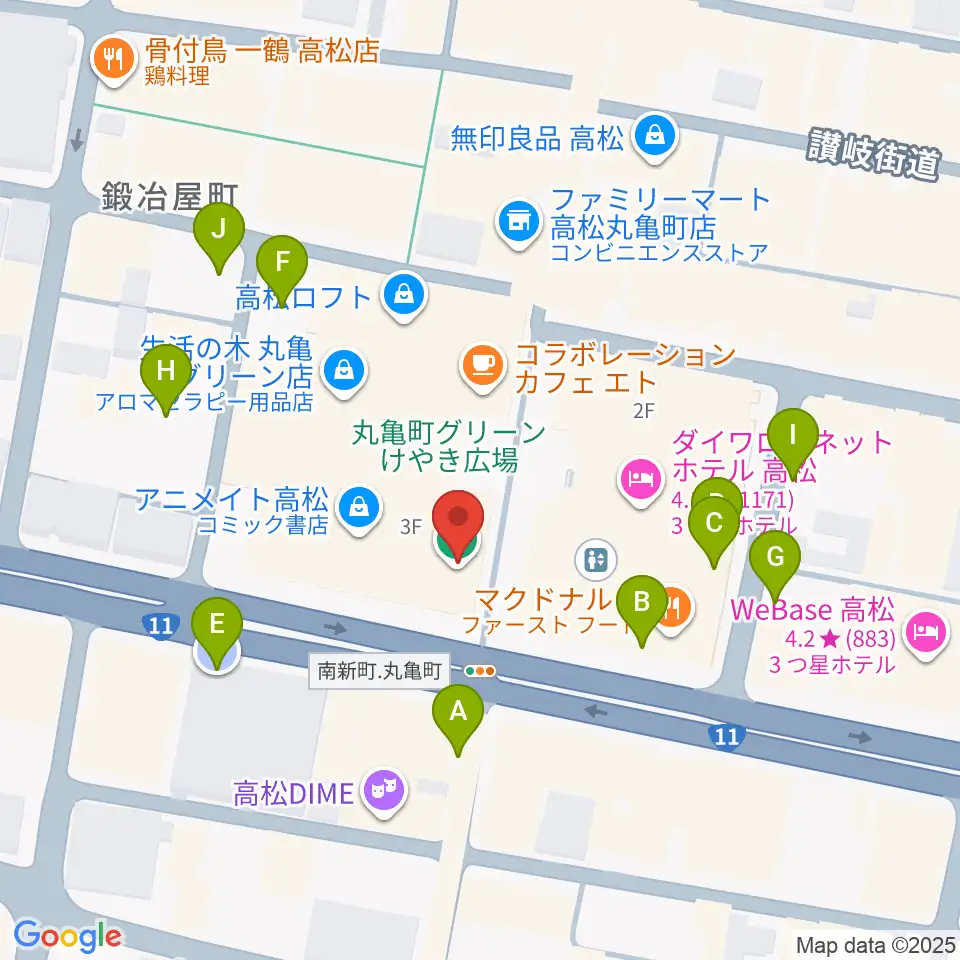 タワーレコード 高松丸亀町店周辺の駐車場・コインパーキング一覧地図
