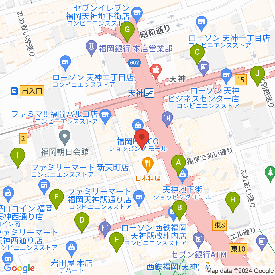 タワーレコード 福岡パルコ店周辺の駐車場・コインパーキング一覧地図