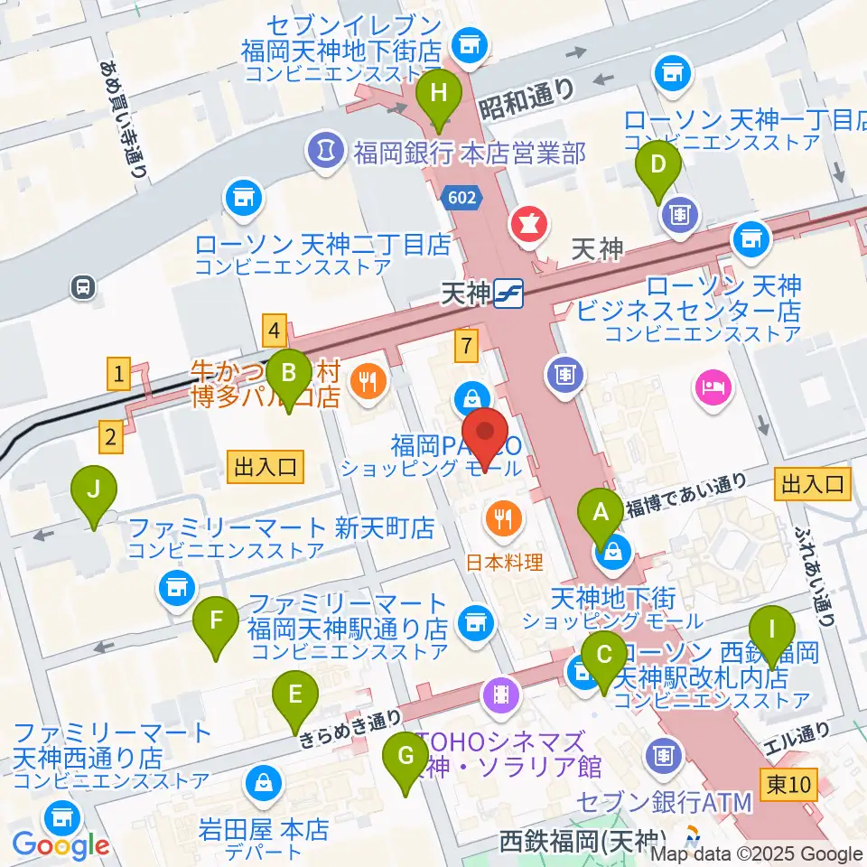 タワーレコード 福岡パルコ店周辺の駐車場・コインパーキング一覧地図