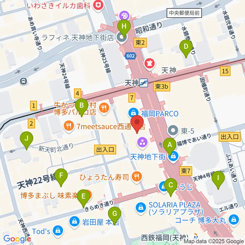 タワーレコード 福岡パルコ店周辺の駐車場・コインパーキング一覧地図