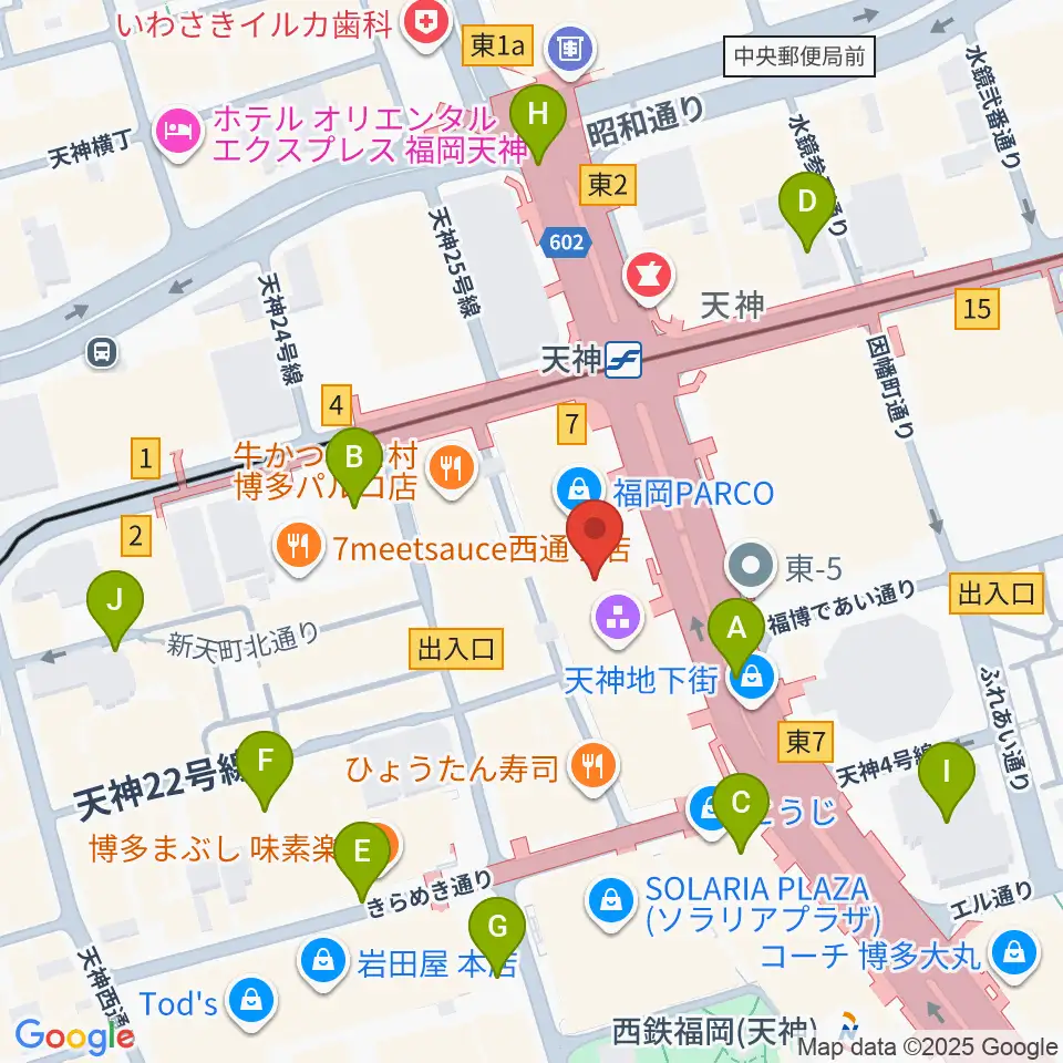 タワーレコード 福岡パルコ店周辺の駐車場・コインパーキング一覧地図