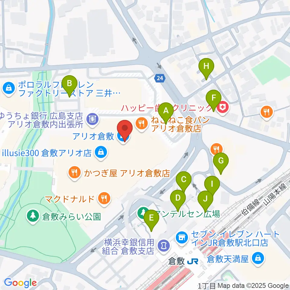 タワーレコード アリオ倉敷店周辺の駐車場・コインパーキング一覧地図