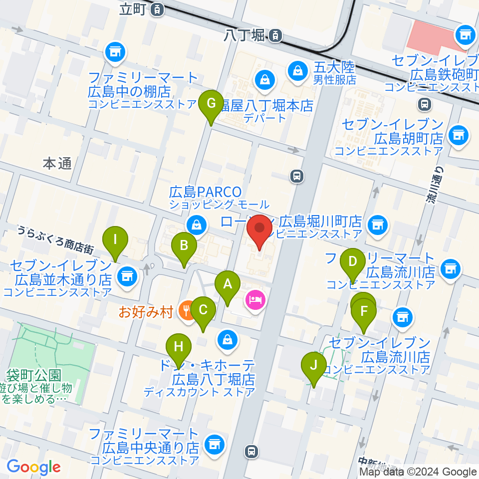 タワーレコード 広島店周辺の駐車場・コインパーキング一覧地図