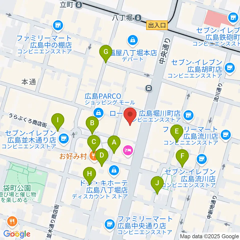 タワーレコード 広島店周辺の駐車場・コインパーキング一覧地図