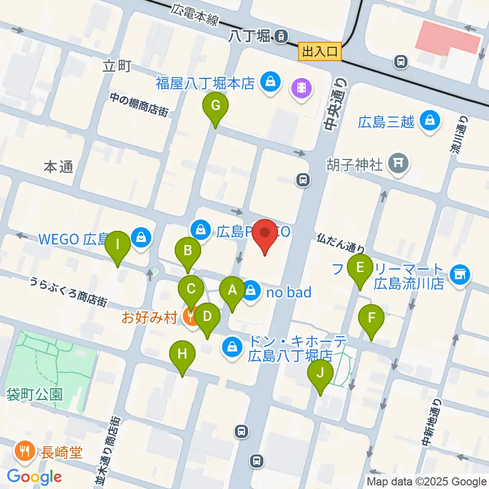 タワーレコード 広島店周辺の駐車場・コインパーキング一覧地図