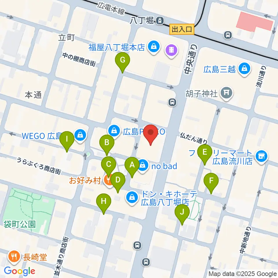 タワーレコード 広島店周辺の駐車場・コインパーキング一覧地図