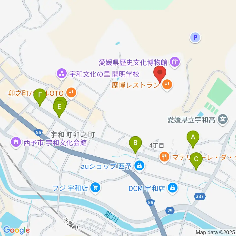 愛媛県歴史文化博物館周辺の駐車場・コインパーキング一覧地図