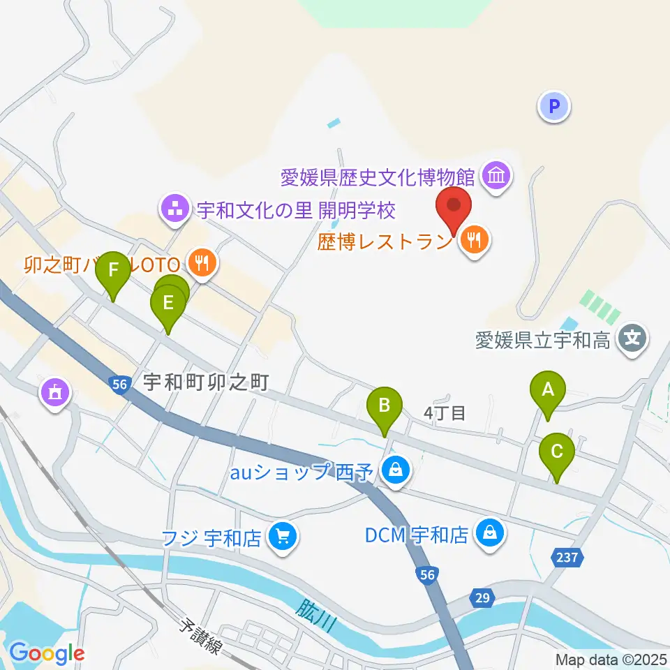 愛媛県歴史文化博物館周辺の駐車場・コインパーキング一覧地図