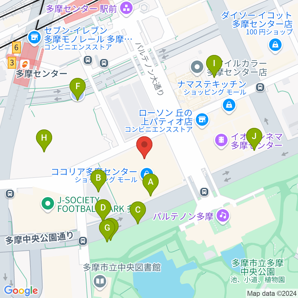 JEUGIAカルチャーセンター多摩センター周辺の駐車場・コインパーキング一覧地図