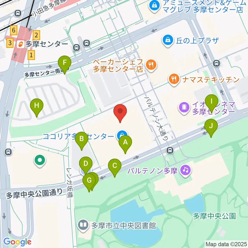 JEUGIAカルチャーセンター多摩センター周辺の駐車場・コインパーキング一覧地図
