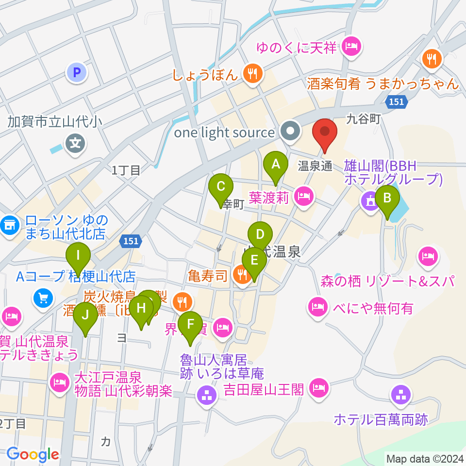 山代温泉SWING周辺の駐車場・コインパーキング一覧地図