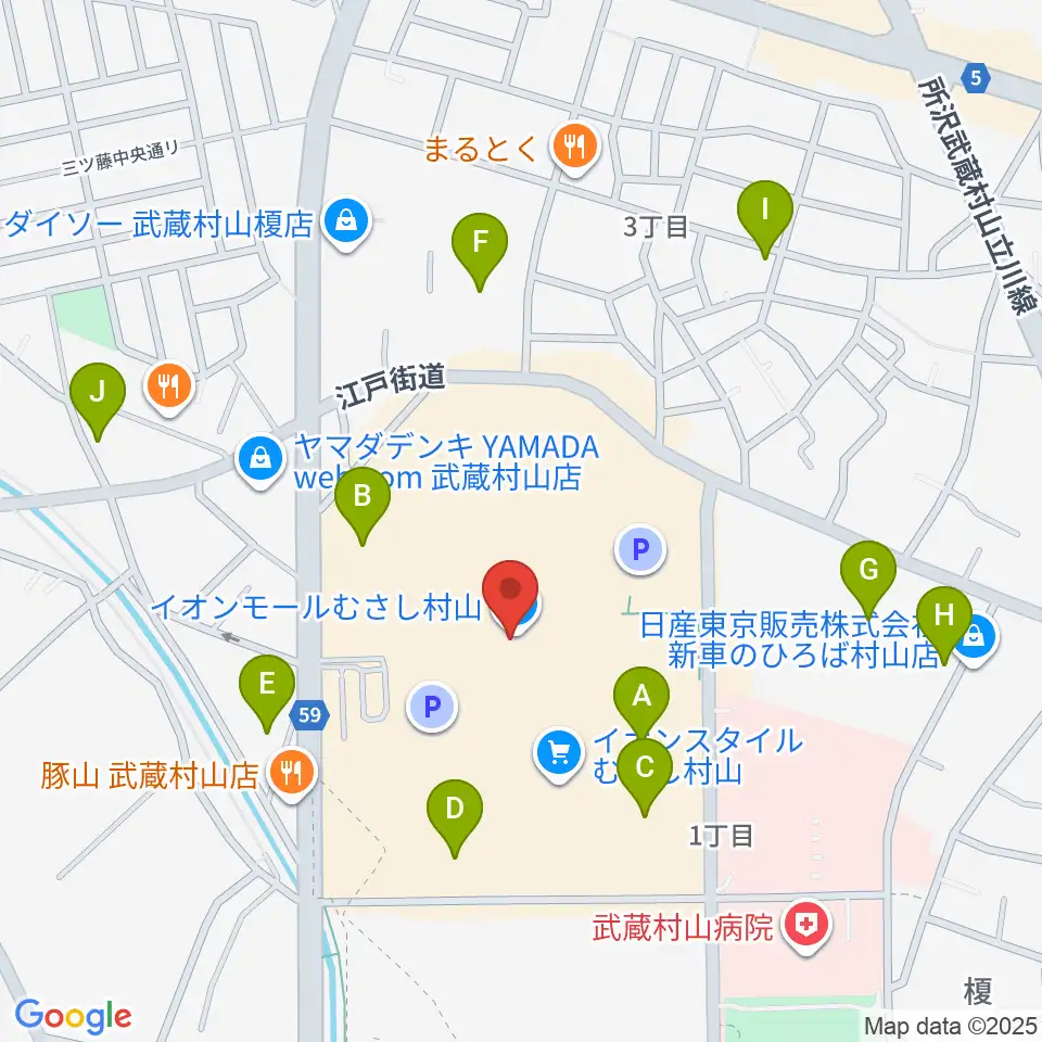 JEUGIAカルチャーセンター イオンモールむさし村山周辺の駐車場・コインパーキング一覧地図