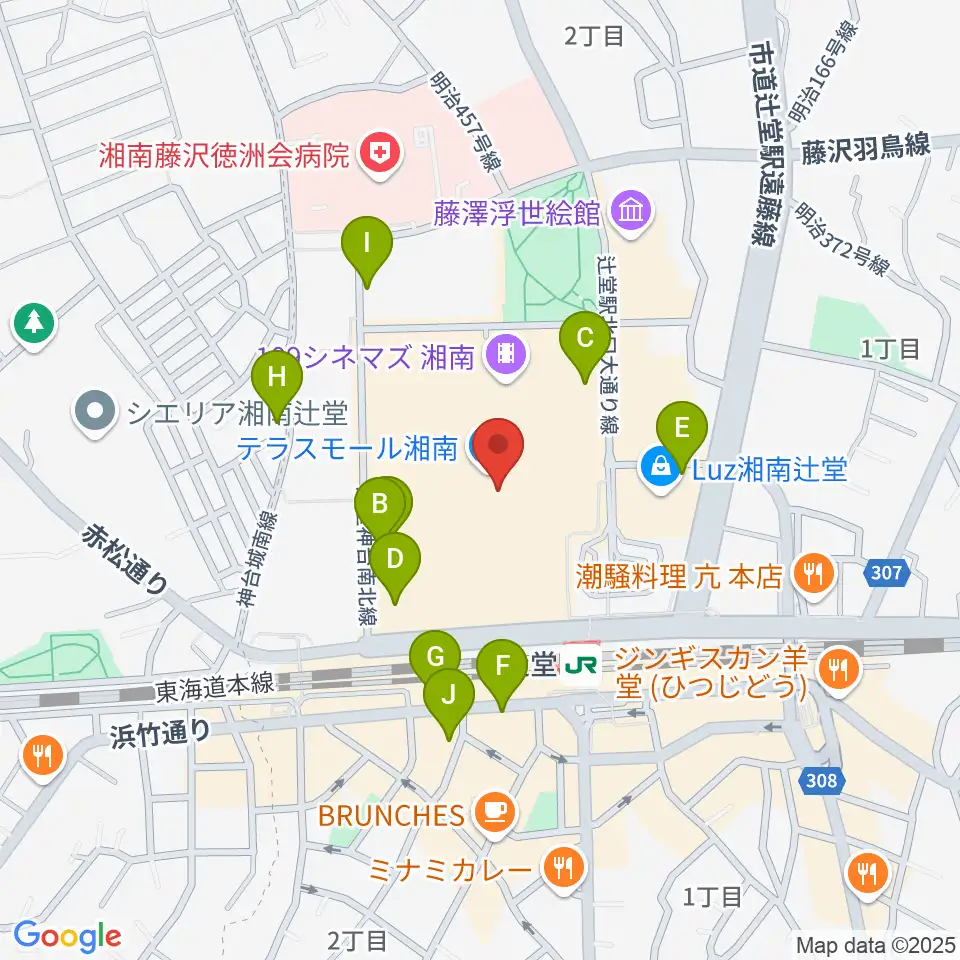 JEUGIAカルチャーセンター テラスモール湘南周辺の駐車場・コインパーキング一覧地図
