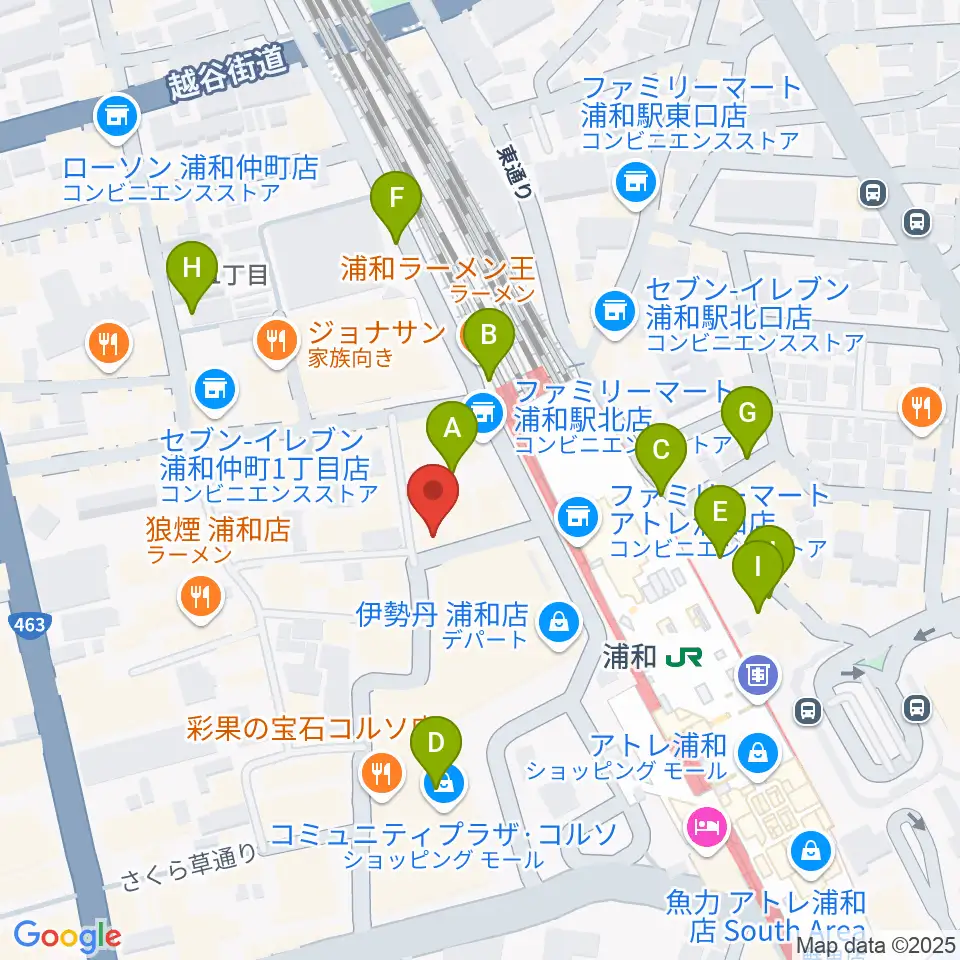 柏屋楽器本店 浦和ミュージックプラザ周辺の駐車場・コインパーキング一覧地図