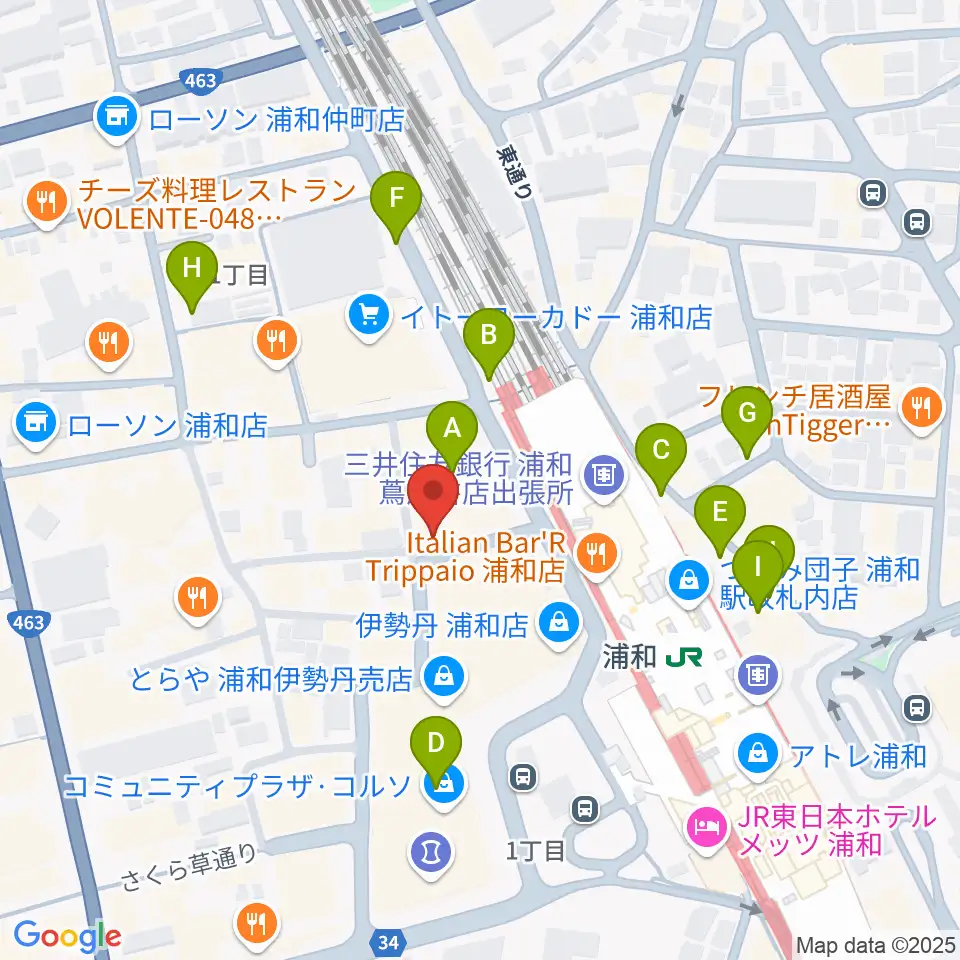 柏屋楽器本店 浦和ミュージックプラザ周辺の駐車場・コインパーキング一覧地図