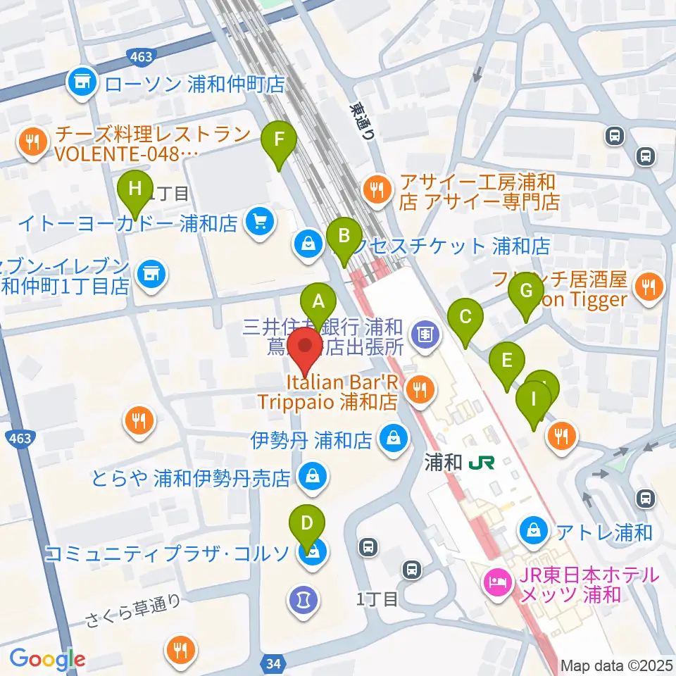 柏屋楽器本店 浦和ミュージックプラザ周辺の駐車場・コインパーキング一覧地図