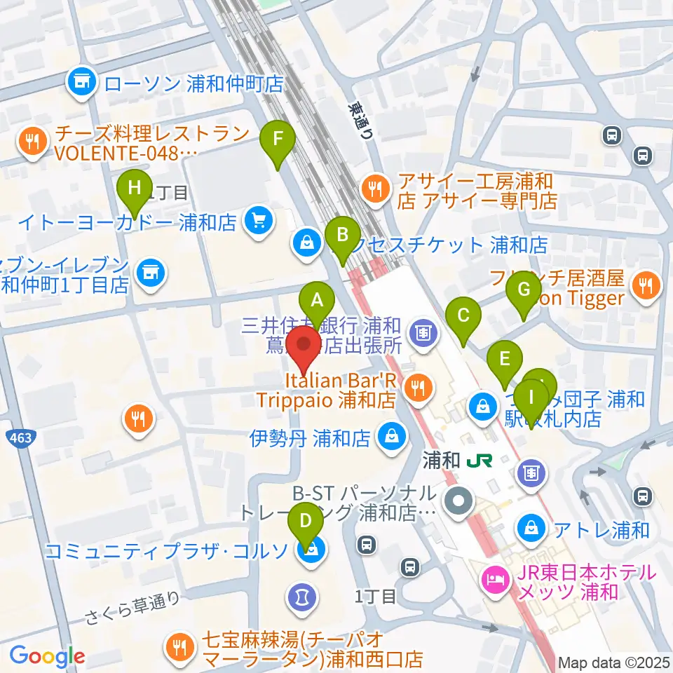 柏屋楽器本店 浦和ミュージックプラザ周辺の駐車場・コインパーキング一覧地図