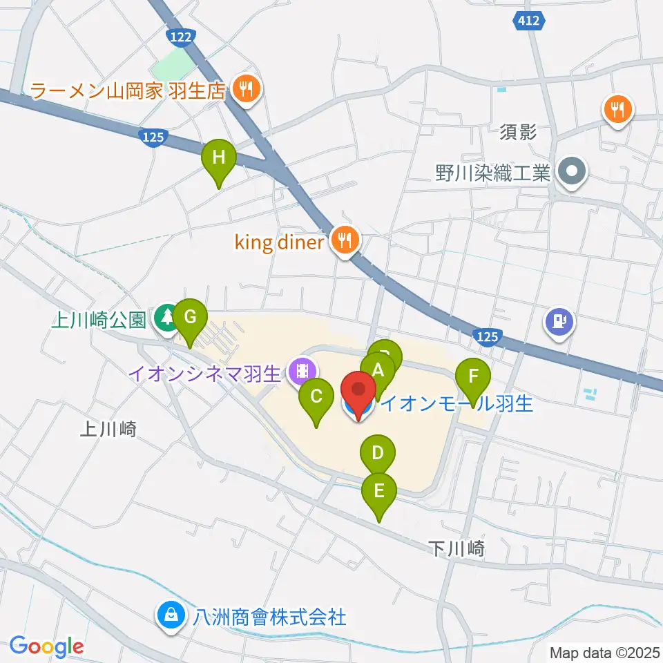 JEUGIAカルチャーセンター イオンモール羽生周辺の駐車場・コインパーキング一覧地図