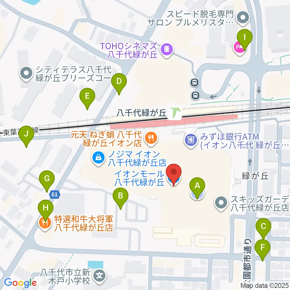 JEUGIAカルチャーセンター イオンモール八千代緑が丘周辺の駐車場・コインパーキング一覧地図