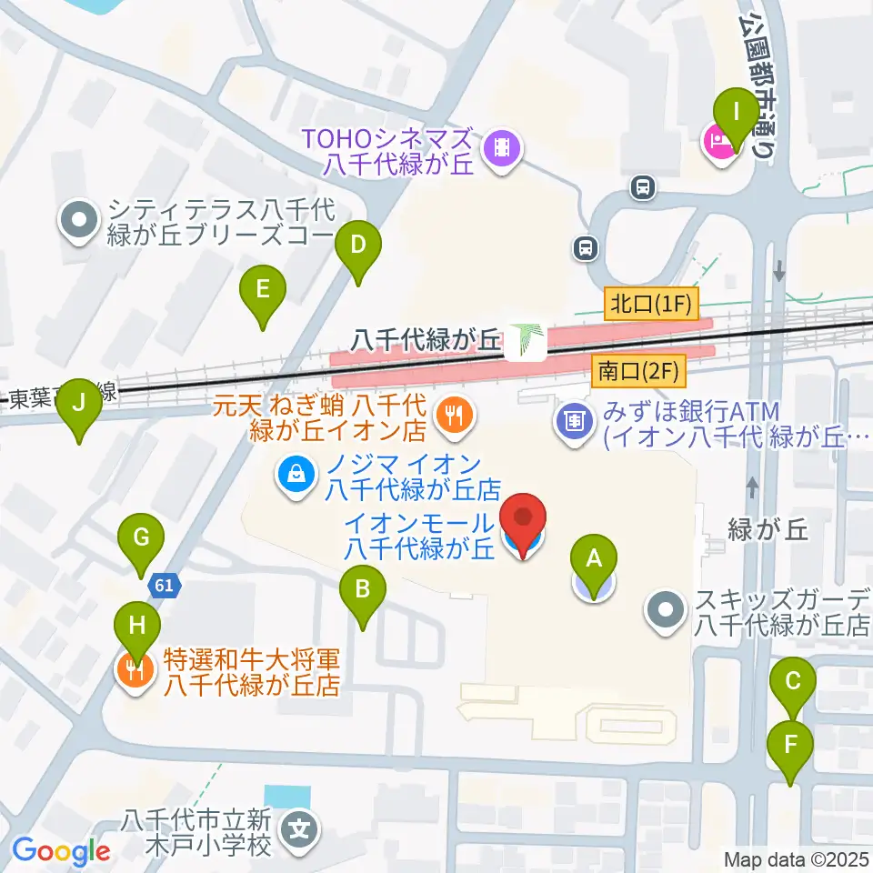 JEUGIAカルチャーセンター イオンモール八千代緑が丘周辺の駐車場・コインパーキング一覧地図