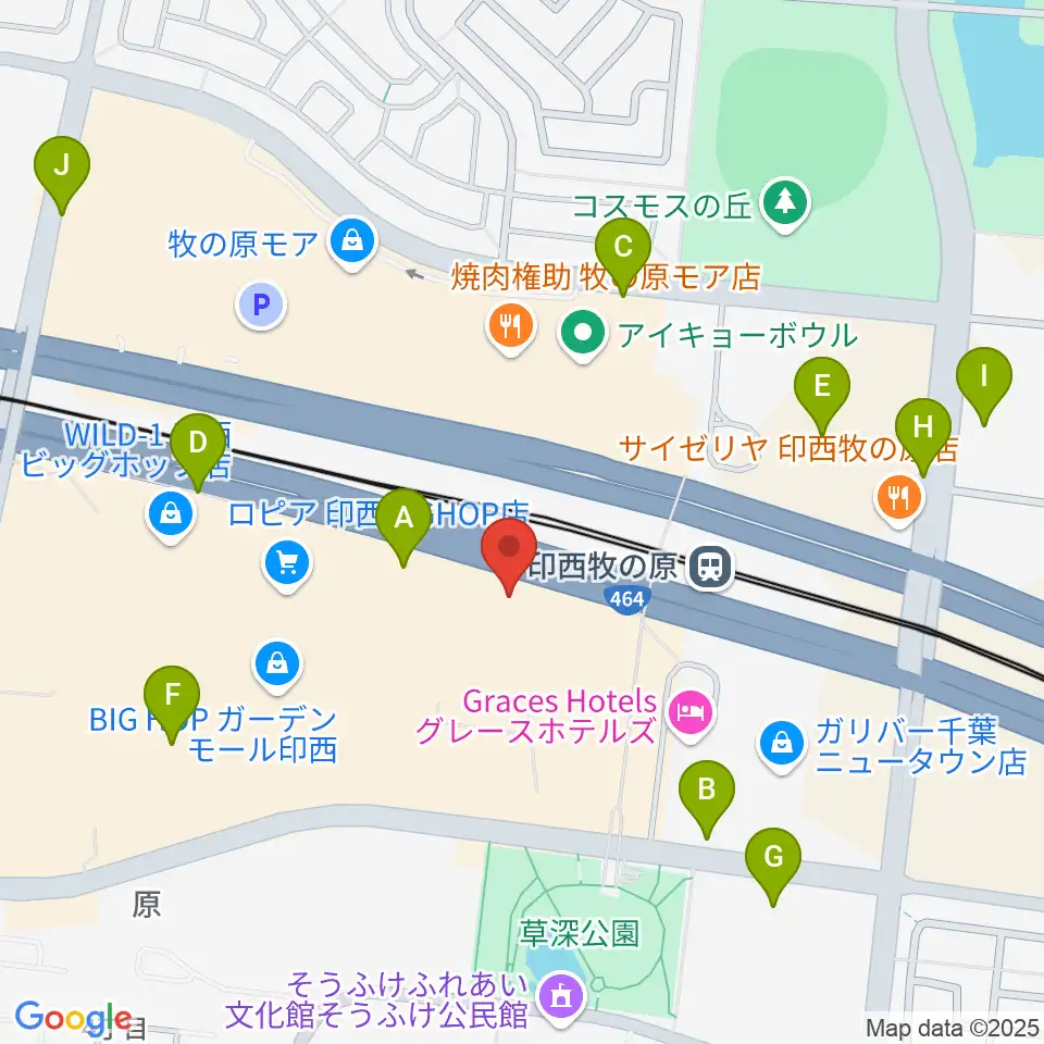JEUGIAカルチャーセンター BIGHOP印西周辺の駐車場・コインパーキング一覧地図