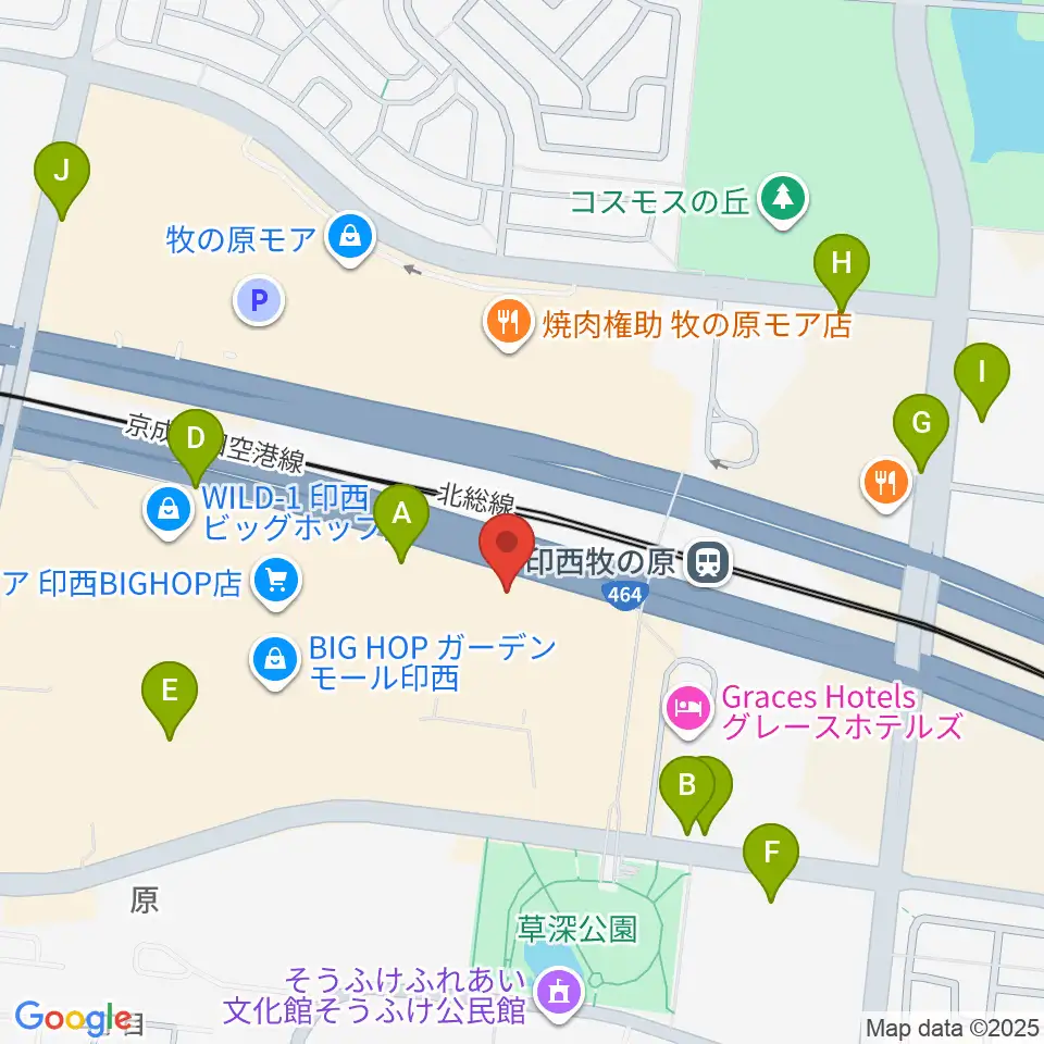 JEUGIAカルチャーセンター BIGHOP印西周辺の駐車場・コインパーキング一覧地図