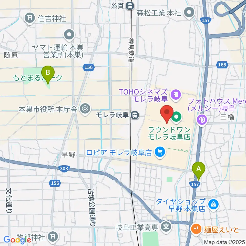 タワーレコード モレラ岐阜店周辺の駐車場・コインパーキング一覧地図