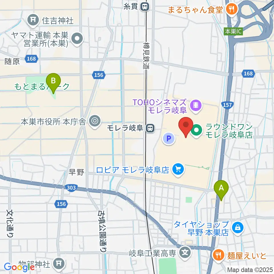 タワーレコード モレラ岐阜店周辺の駐車場・コインパーキング一覧地図